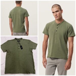 (RG-26) Rag & Bone Classic Short Sleeve Henley In Army